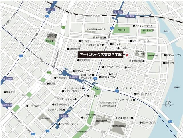 アーバネックス東京八丁堀（402） 地形図・案内図