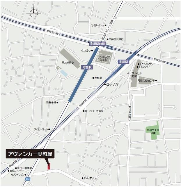アヴァンカーサ町屋（1403） 地形図・案内図