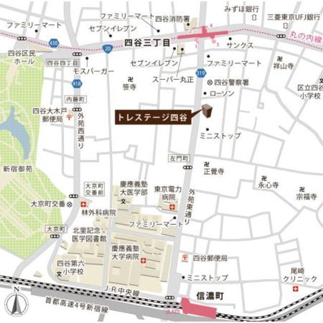 トレステージ四谷（612） 地形図・案内図