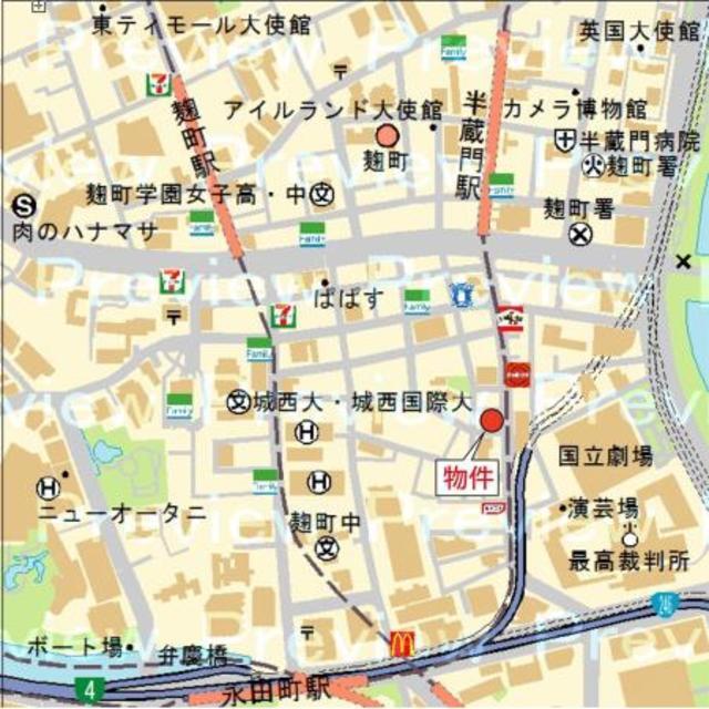レフィール半蔵門（302） 地形図・案内図