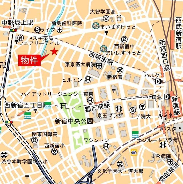 シティタワー新宿（305） 地形図・案内図