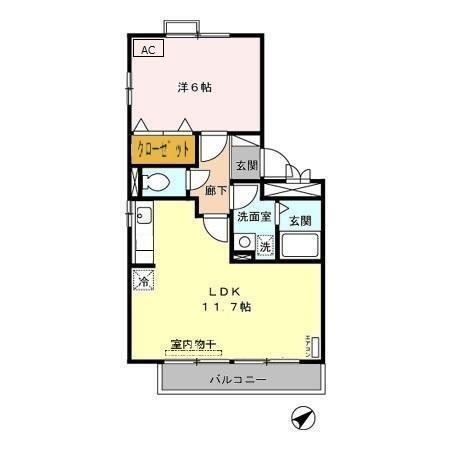 スリーＯＫ（205） 間取り図画像