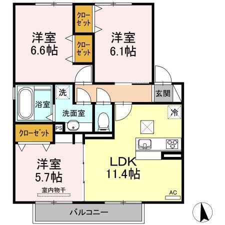 クオーレⅡ（103） 間取り図画像