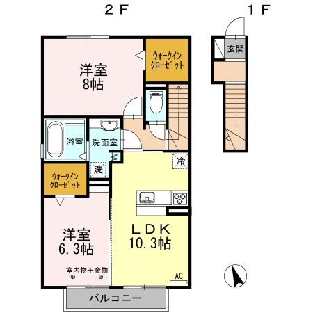 スリーエイト治（202） 間取り図画像