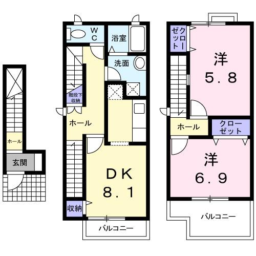 タウニーオウル（201） 間取り図画像