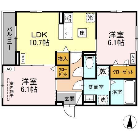 ルヴィータ大秋（101） 間取り図画像