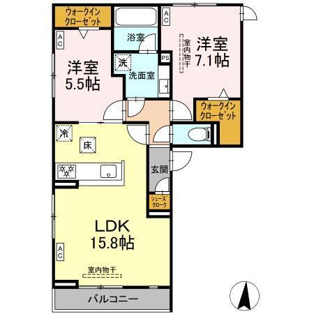 オークグレイス（102） 間取り図画像