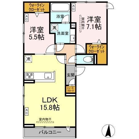 オークグレイス（202） 間取り図画像