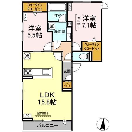 オークグレイス（302） 間取り図画像