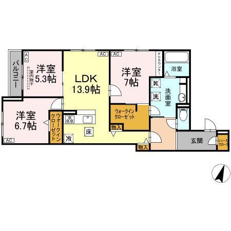 ルヴィータ川名山町（102） 間取り図画像