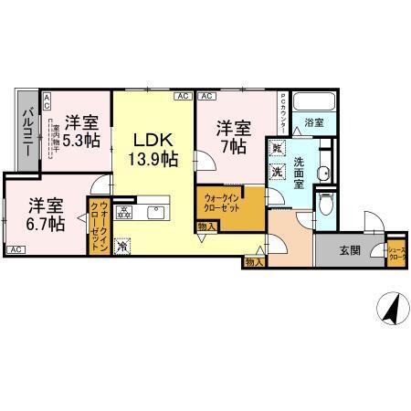 ルヴィータ川名山町（202） 間取り図画像