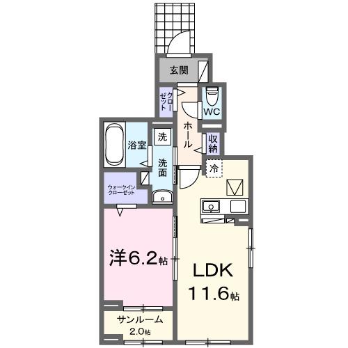 リバーサイド西山（101） 間取り図画像