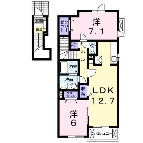 フラットツー（203） 間取り図画像