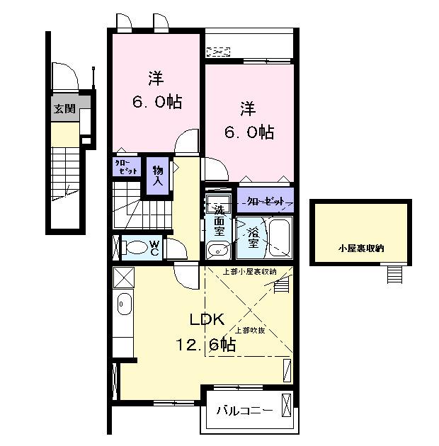 グランディール西囲　Ｄ（202） 間取り図画像