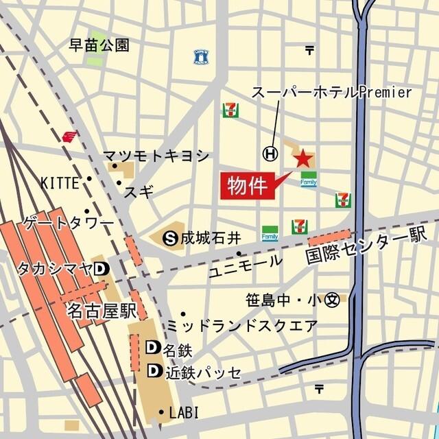 プラウドタワー名駅（404） 地形図・案内図
