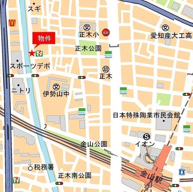 ルーエ金山（604） 地形図・案内図
