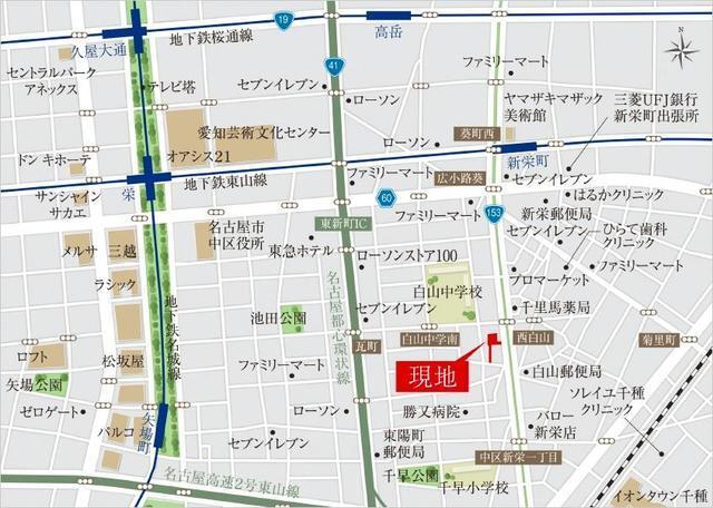 パークアクシス新栄（605） 地形図・案内図