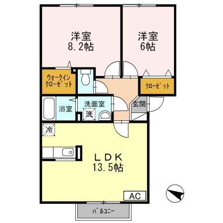 ドミール旭　Ｂ（201） 間取り図画像