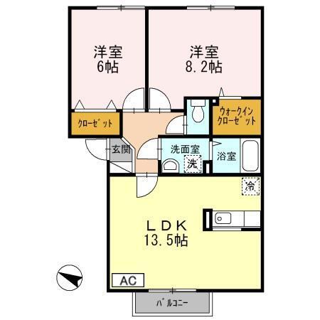 ドミール旭　Ｂ（202） 間取り図画像
