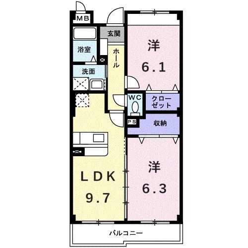 インヴィテ・ボヌ−ルⅡ番館（201） 間取り図画像