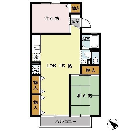 ファミール陵南　Ｂ棟（B202） 間取り図画像