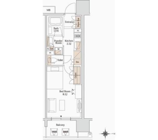 パークアクシス大阪新町（1303） 間取り図画像