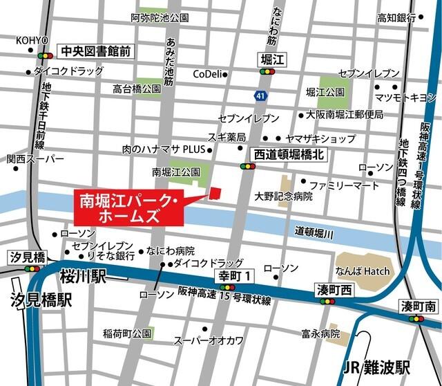 南堀江パーク・ホームズ（1507） 地形図・案内図