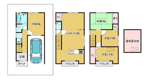 大阪市住吉区万代6丁目　中古戸建 間取り図画像