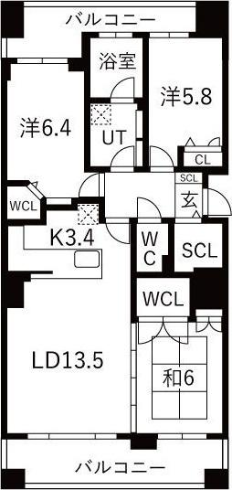 グランファーレ札幌菊水グランシェール 間取り図画像
