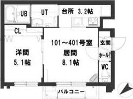 グランメールSara（201） 間取り図画像
