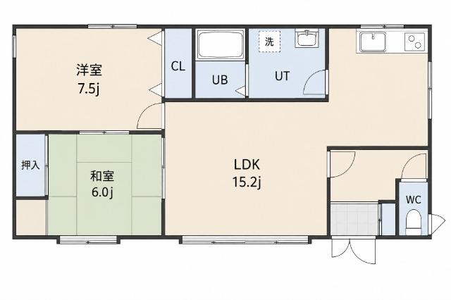 函館市中道アパート 間取り図画像