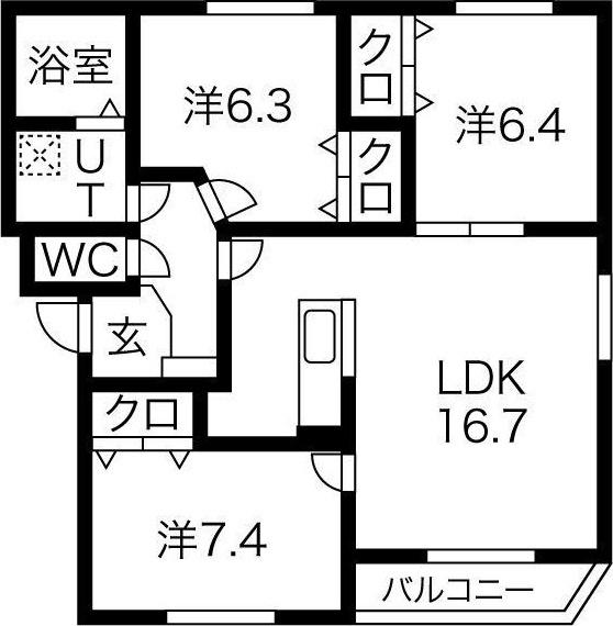 パームコート（104） 間取り図画像