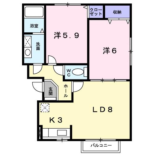 コウジィーコートⅡ（202） 間取り図画像