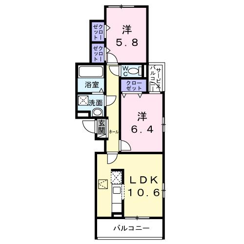 ユニゾン安満　Ｂ棟（102） 間取り図画像