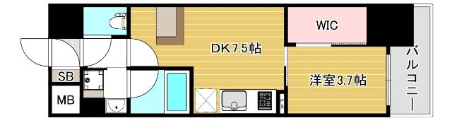 ザ・パークハビオ谷町六丁目クロス（404） 間取り図画像
