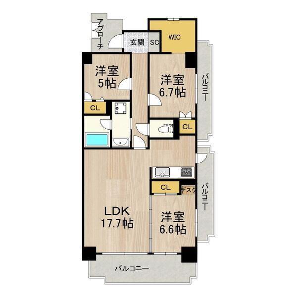 大阪市中央区大手通マンション 間取り図画像