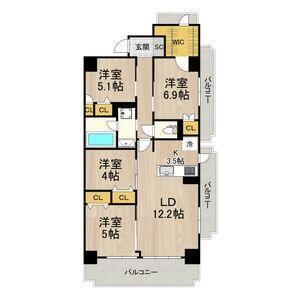 大阪市中央区大手通マンション 間取り図画像