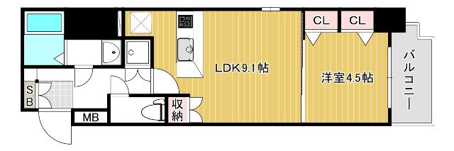大阪市北区西天満マンション 間取り図画像