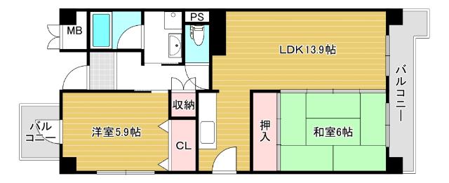 大阪市中央区上本町西マンション 間取り図画像