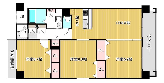 大阪市中央区安堂寺町マンション 間取り図画像
