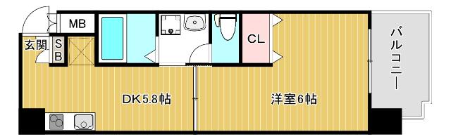 大阪市中央区谷町マンション 間取り図画像