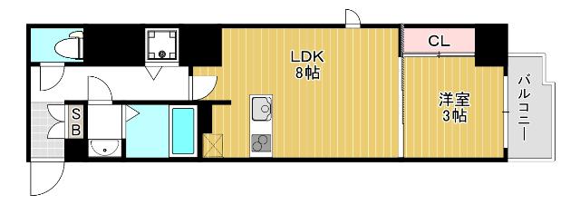 大阪市中央区久太郎町マンション 間取り図画像