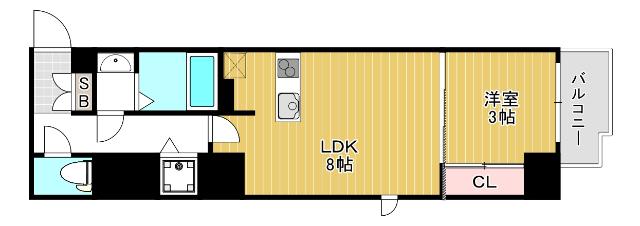 大阪市中央区久太郎町マンション 間取り図画像