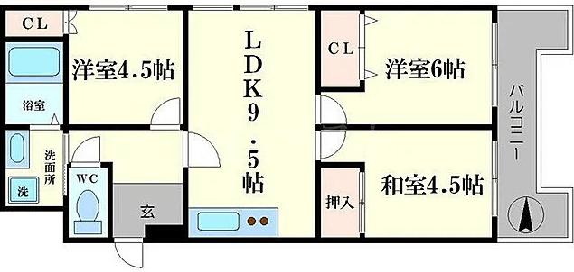 大阪市西区北堀江マンション 間取り図画像