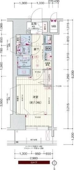 大阪市中央区北久宝寺町マンション 間取り図画像