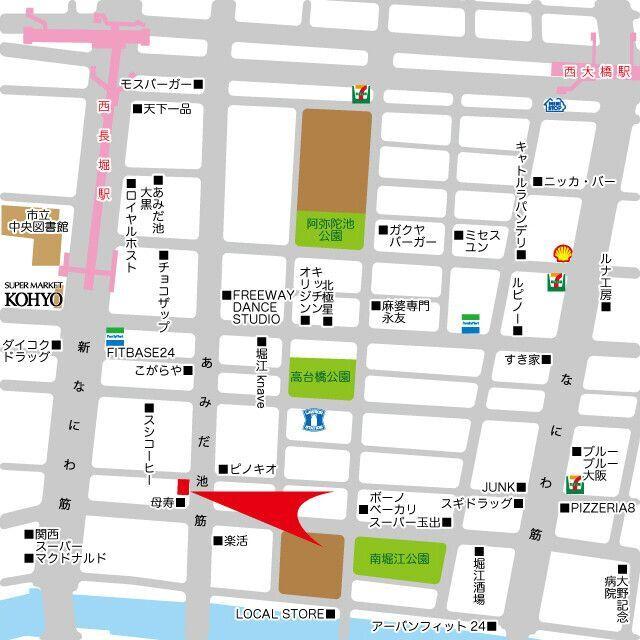 大阪市西区南堀江マンション 地形図・案内図