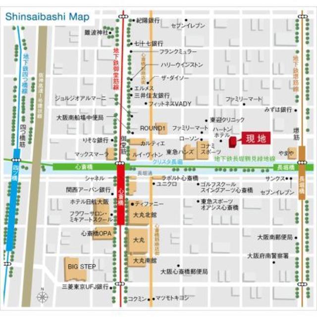 パークアクシス心斎橋（202） 地形図・案内図